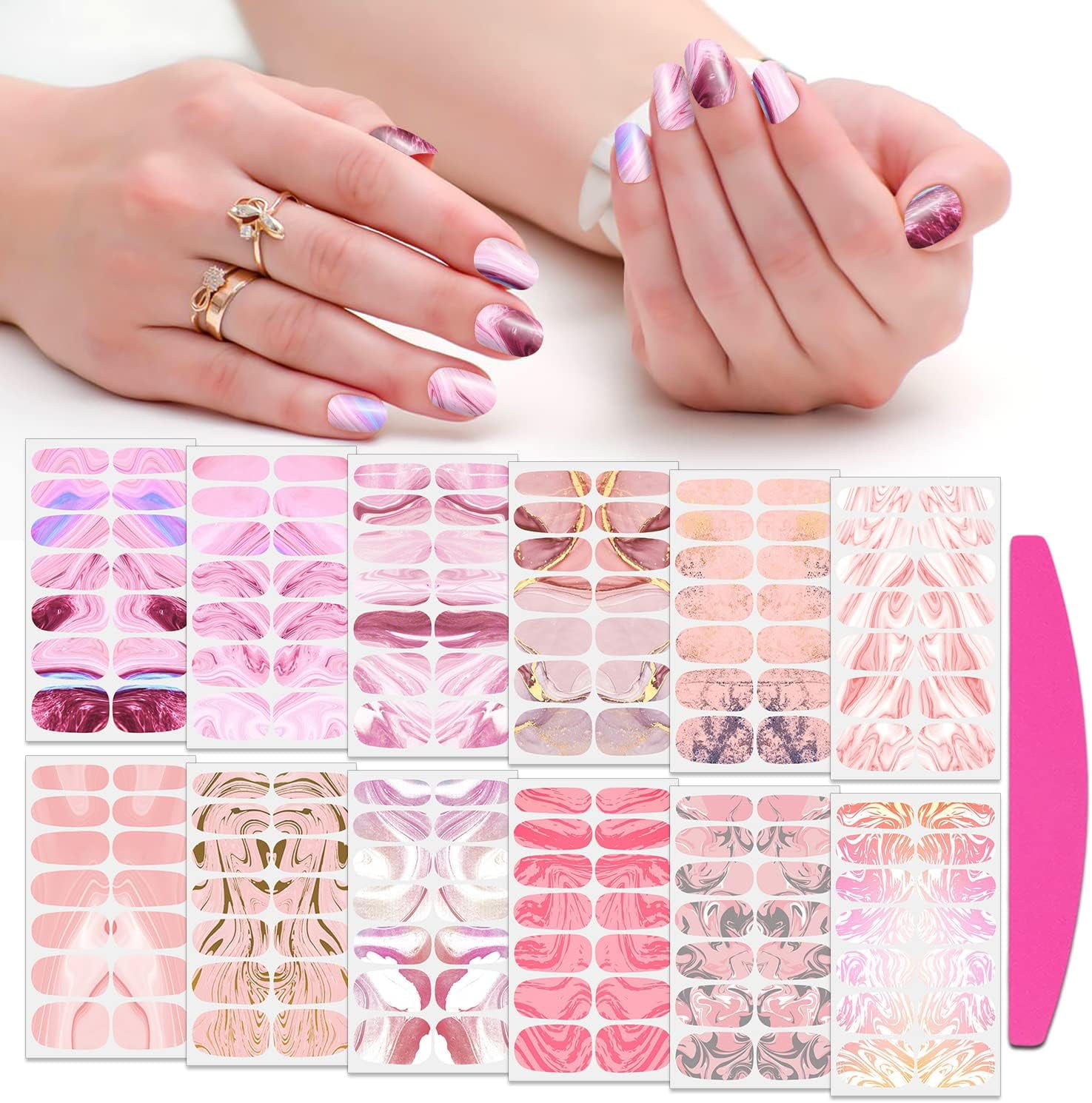 12 Sheets Nail Wraps for Women Nail Polish Strips Color Blending Self