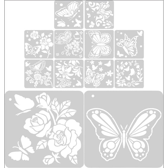 12 Sheets Painting Template Butterfly Drawing Template Reusable Templates Stencils Art Painting Stencils Album Stamping Kids Decor Templates for Craft Child The Pet Card Large