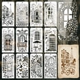 thumbnail image 1 of 12 Sheets Retro French Texture Stencils for Painting 12 Styles French Street View Designs Drawing Templates Vintage Pattern Reusable Art Stencil, 1 of 7