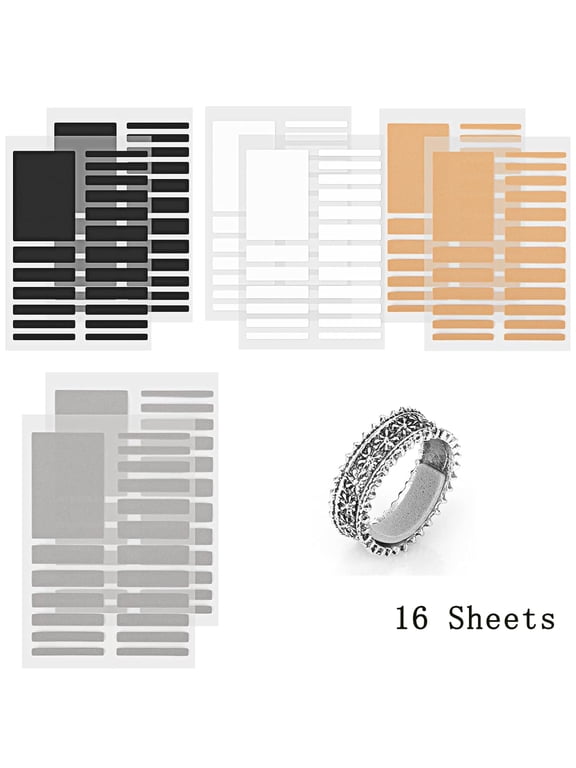 12 Sheets Ring Size Adjuster for Loose Ring Tutuviw Invisible Band Sizer Spacer, Invisible Soft Ring Guards Resizer for Women Men (Black, White, Gray, Nude)