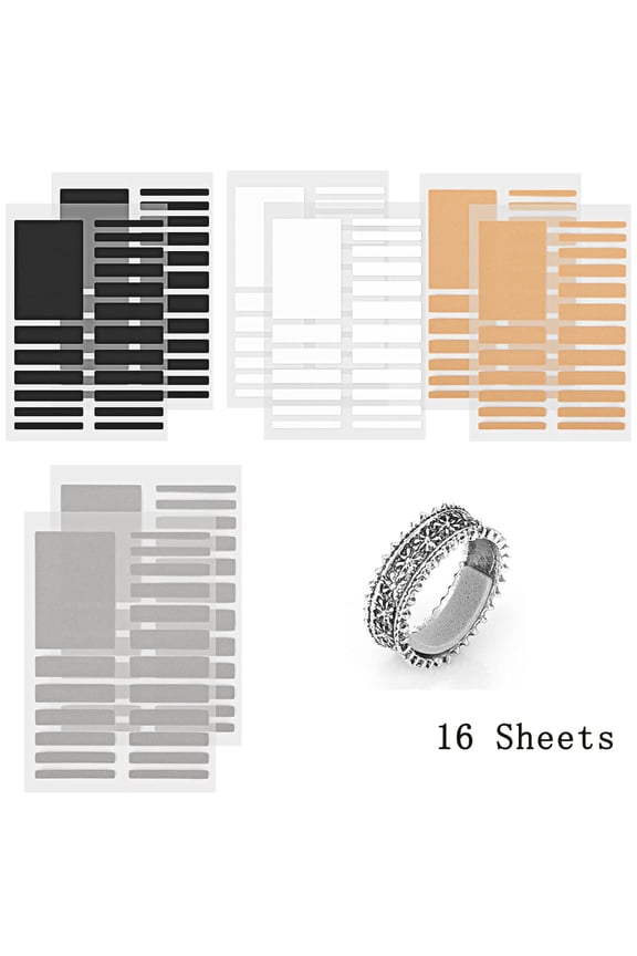 12 Sheets Ring Size Adjuster for Loose Ring Tutuviw Invisible Band Sizer Spacer, Invisible Soft Ring Guards Resizer for Women Men (Black, White, Gray, Nude)