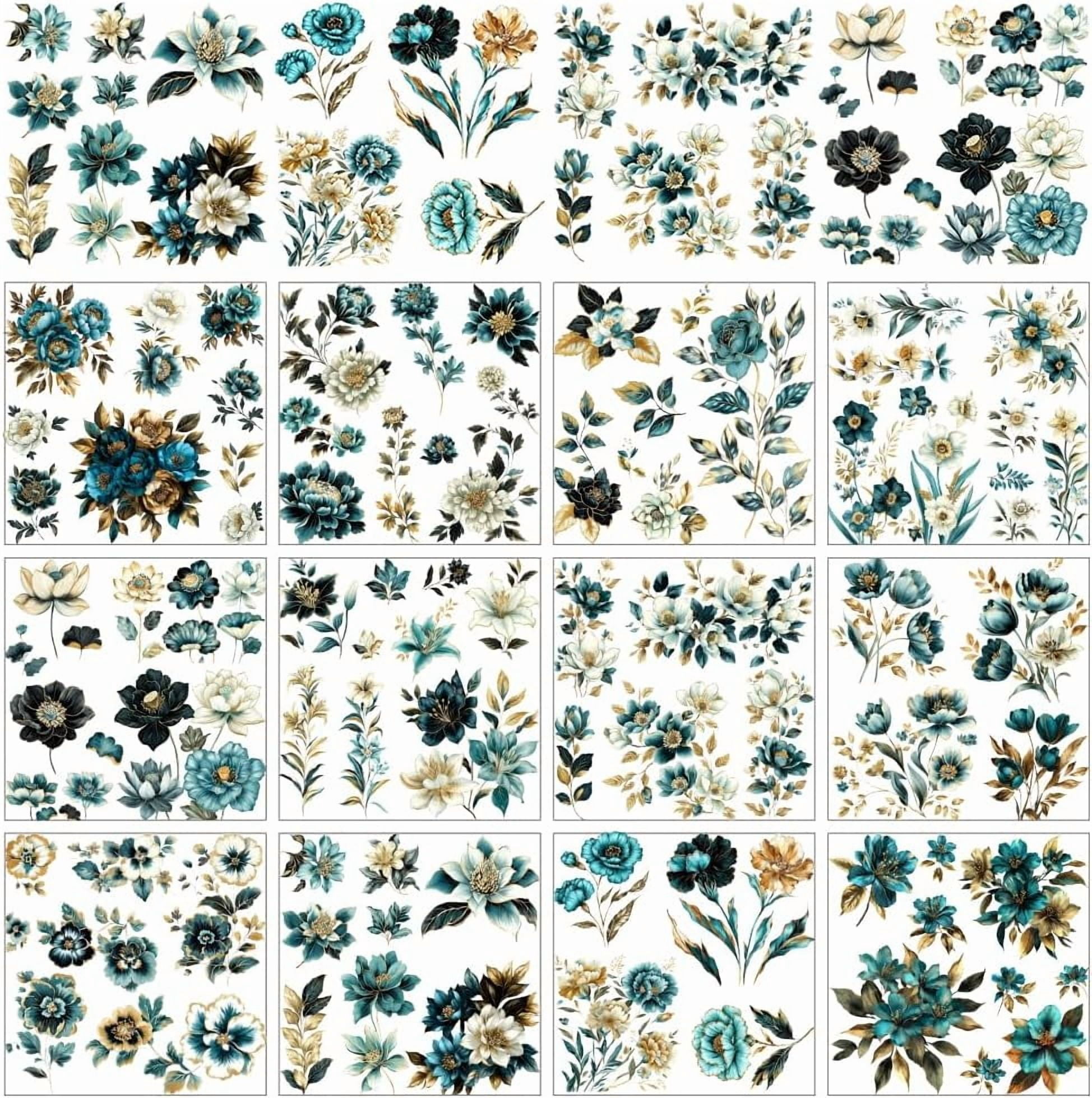 12 Sheets Rub On Transfer Stickers Vintage Themed with Gold Edges ...