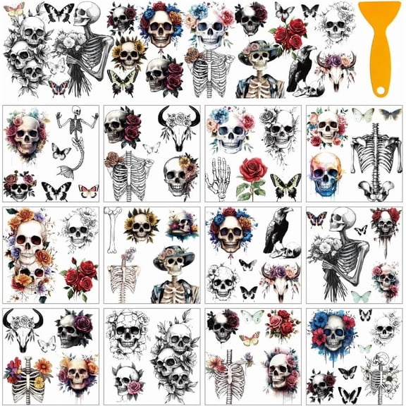 12 Sheets Rub On Transfer Stickers with Scraper Butterfly Flowers Rub on Transfer Stickers Furniture Decals for Home Party DIY Crafts 5.5x5.5