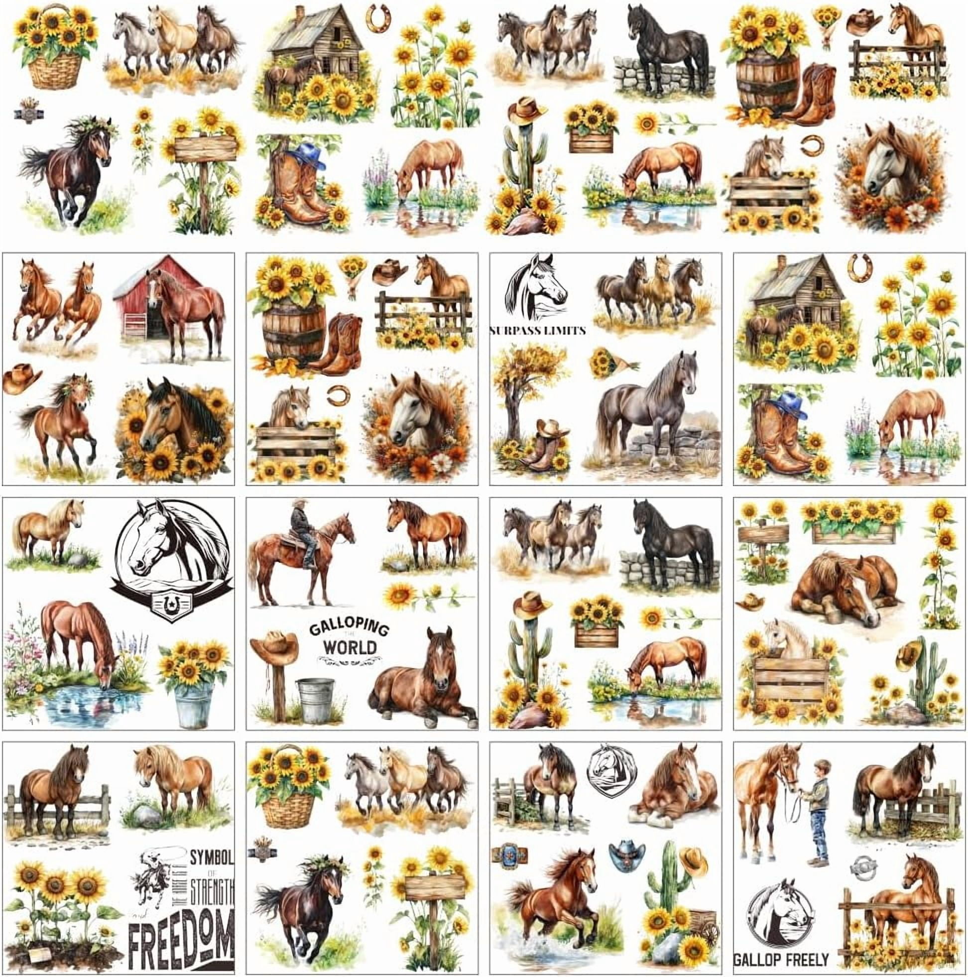 Rustic Barn Stickers 12 Sheets Rub On Transfer Stickers Farm Themed Stickers with Horse ...