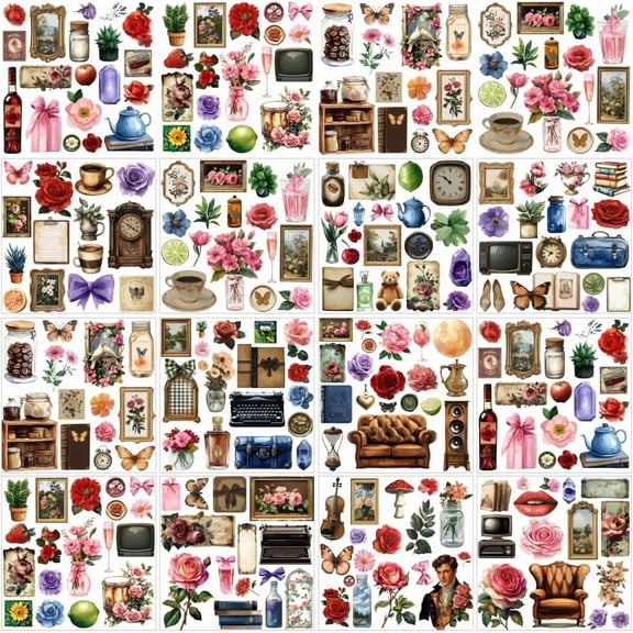12 Sheets Rub on Transfers for Crafts and Furniture 12 Styles Retro Nostalgic Ephemera Rub on Transfer Stickers Floral PVC Rub On Decals for DIY Home Window Craft Decor 5.5x5.5 Inch for diy making