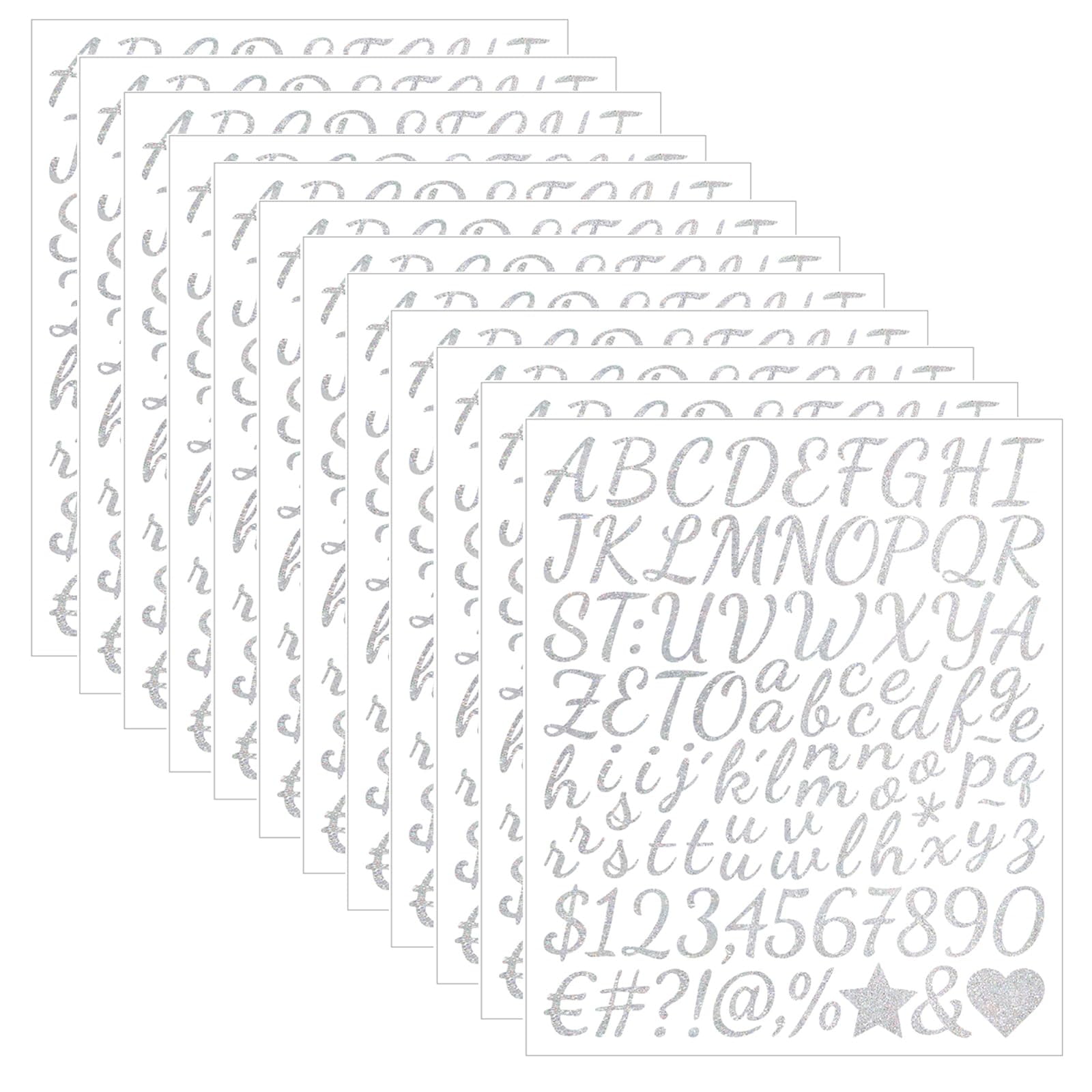 12 Sheets Self Adhesive Glitter Alphabet Letter Stickers Small Alphabet ...