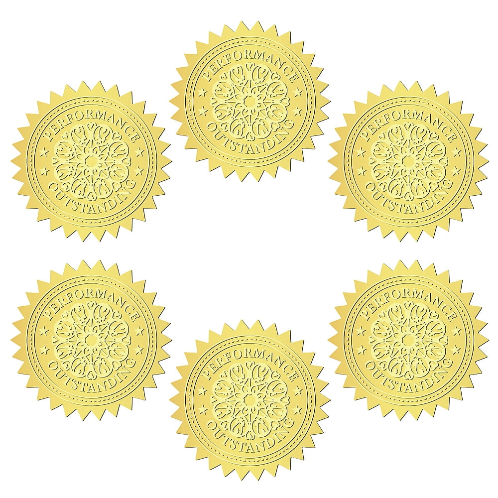 12 Sheets Self Adhesive Gold Foil Embossed Stickers Round Dot Medal ...