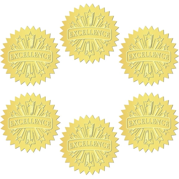 12 Sheets Self Adhesive Gold Foil Embossed Stickers Round Dot Medal Decorative Decals for Envelope Card Seal Word Stickers: 50mm 12 sheets/set