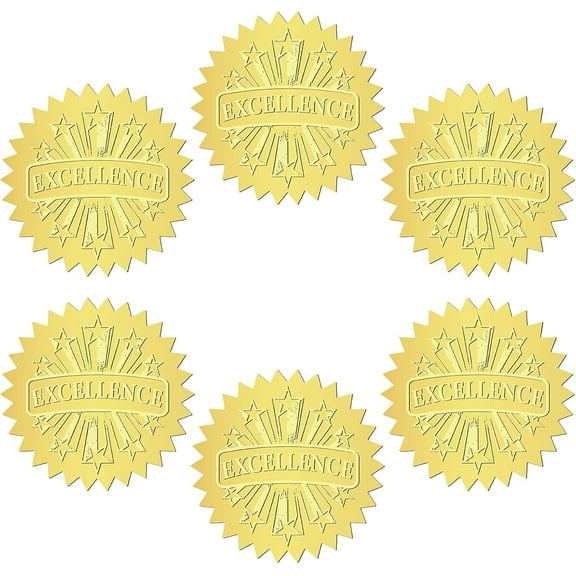 12 Sheets Self Adhesive golden Foil Embossed Stickers Round Dot Medal Decorative Decals for Envelope Card Seal Word Size: about 165x211mm Stickers: 50mm 12 sheets/set