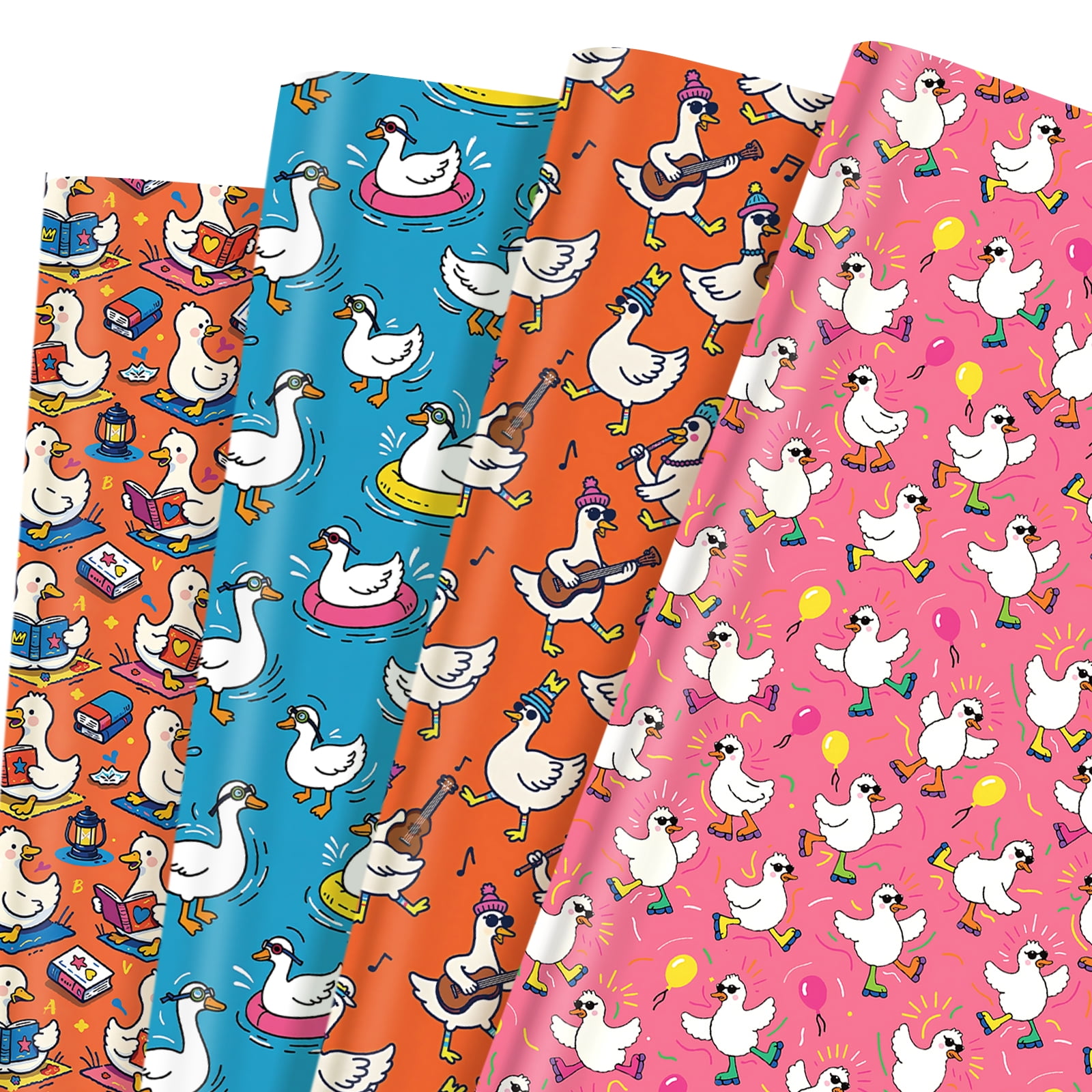 12 Sheets Silly Gooses Wrapping Paper, Doodle Animal Gift Wrap Paper ...