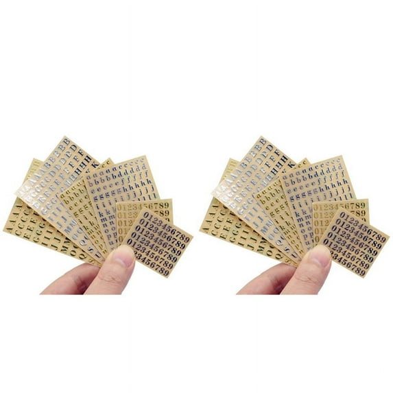 12 Sheets Small 0.18 Inch Alphabet Number Stickers Glitter Alloy Self Adhesive Letters Stickers Gold/Silver (4.5mm)