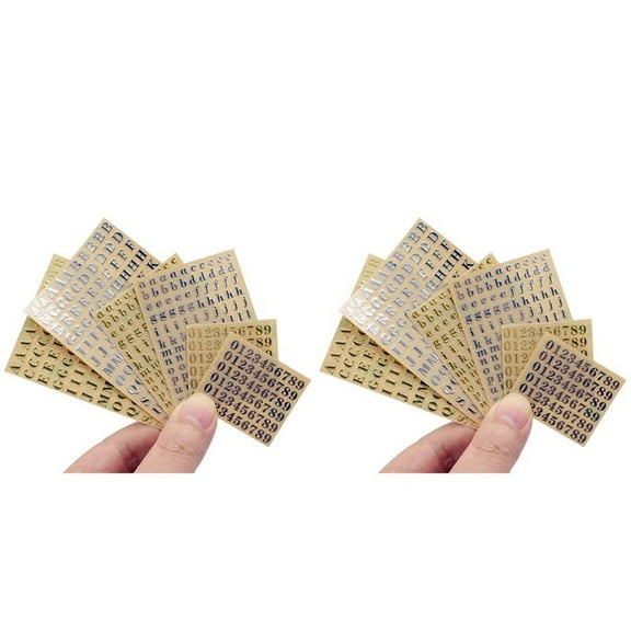 12 Sheets Small 0.18 Inch Alphabet Number Stickers Glitter Alloy Self Adhesive Letters Stickers Gold/Silver (4.5mm)
