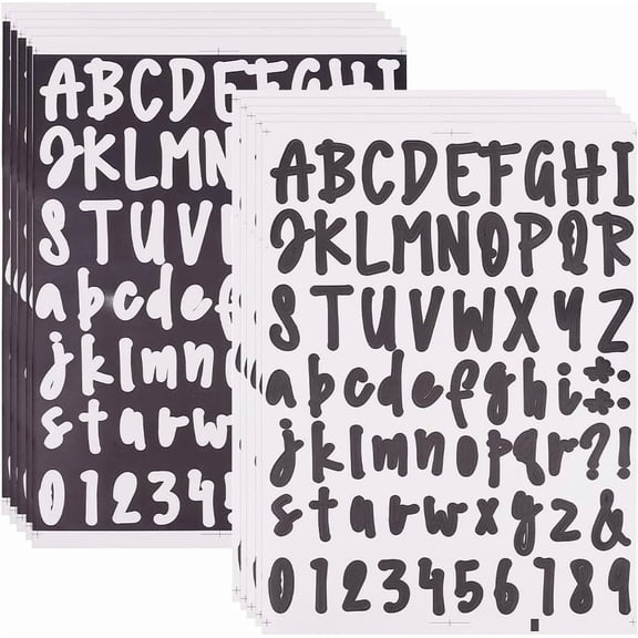 12 Sheets Vinyl Letters Numbers Kit Waterproof Letter Sticker Mailbox Numbers Sticker for Mailbox Sign Window Door Decoration Black and White Making DIY