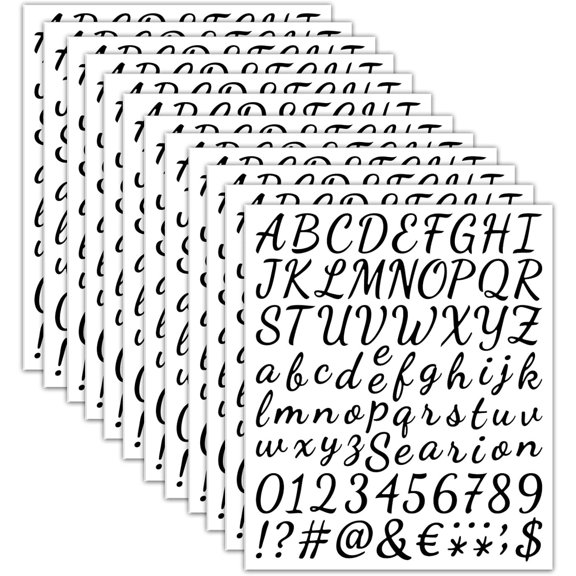12 Sheets Vinyl Letters Numbers Stickers Kit,1008 Pcs 1 Inch Self Adhesive DIY Cursive Sticker Alphabet Number Letter Decal for Signs, Classroom Decor, Door Window,Office,Mailbox,Crafts (Black)