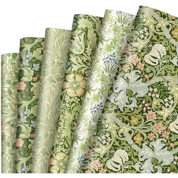 12 Sheets William Morris Floral Wrapping Paper Not Roll Greenery Gift