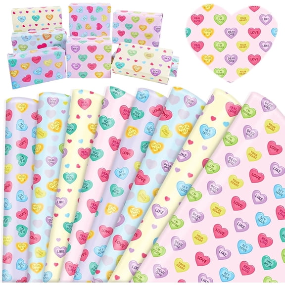 Valentines Day Wrapping Paper 27 x 20 inch 12 Sheets, Colorful Love Heart Gift Wrapping Paper, Perfect for Valentines Birthday Anniversary - Folded Flat