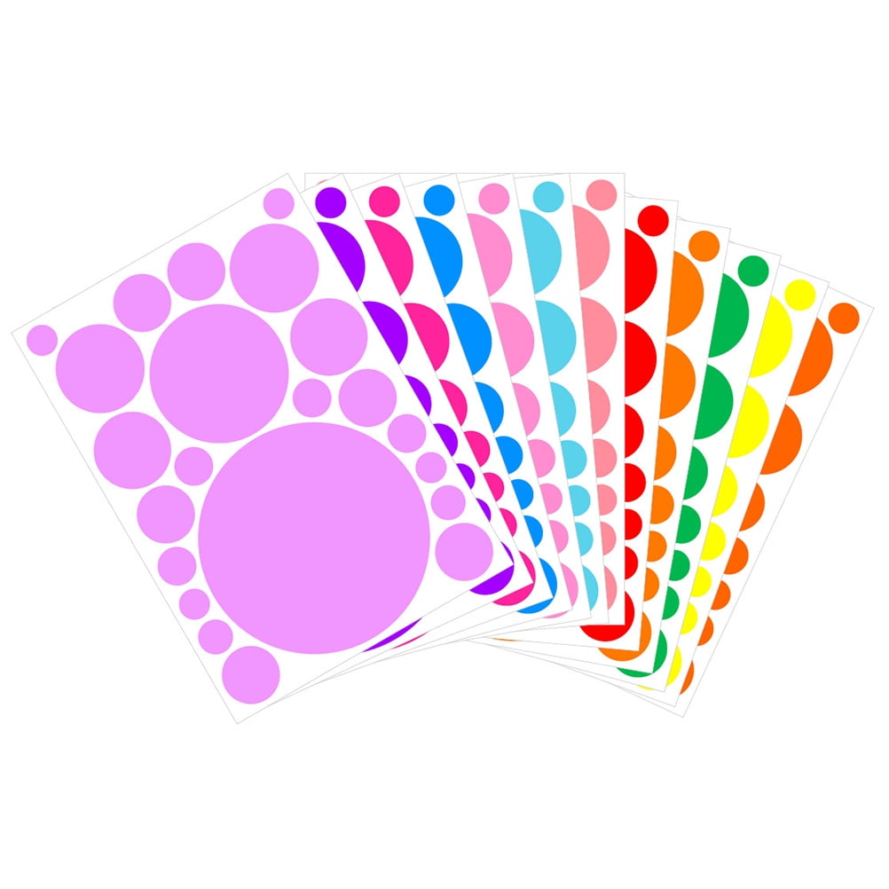 12 Sheets of Adhesive Dot Stickers Colored Dot Stickers Colorful Circle