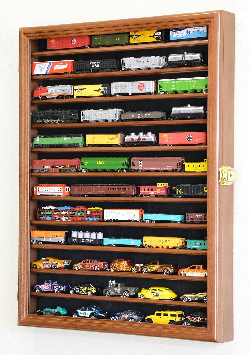 12 Shelves N Scale Train Model Trains Display Case Wall Rack W