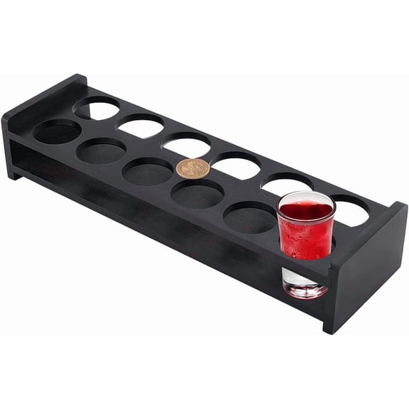 12 Shot Glass Holder Hole: 1.5" Bar Bamboo Shot Glass Holder Wine Glass Cup Serving Tray Cups Organizer Shot Glass Display Bar Accessories for Party Bar Club Black Mixed Color
