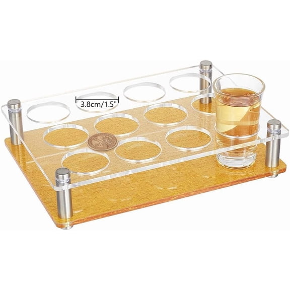 12 Shot Glass Tray Holder Gold Acrylic Shot Glass Display Rack for Bar Party Hole: 1.5 inch for DIY Mixed Color