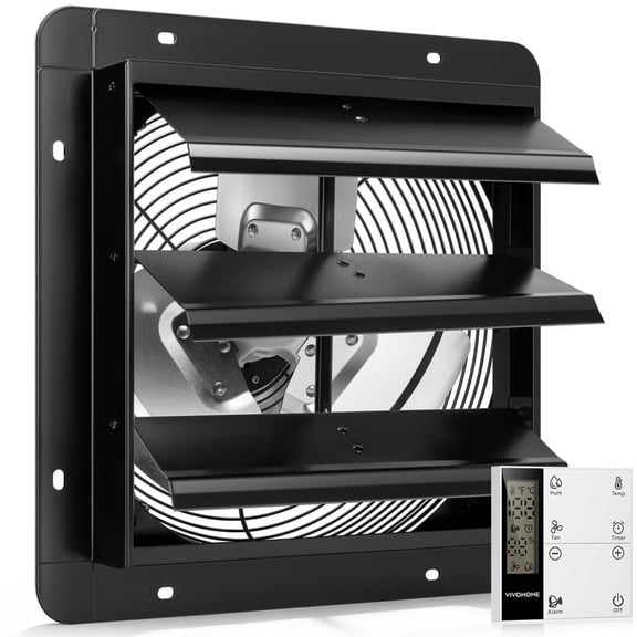 SPECSTAR 12" Shutter Exhaust Fan with EC Motor, 1300 CFM, Variable Speed, Timer, Wall-Mounted Ventilation for Attic Garage Greenhouse