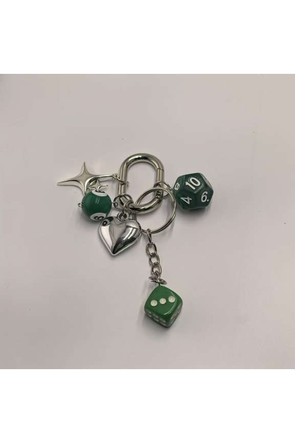 12-Sided Dice Keychain Pendant - Multi-Faceted Fortune Dice Bag Charm, Universal Key Chain for Backpack Satchel Ornament Decoration