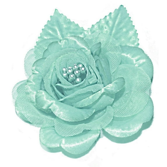 12 Silk Roses Wedding Favor Flower Corsage - Aqua Blue