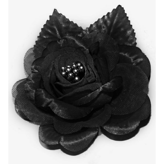 12 Silk Roses Wedding Favor Flower Corsage - Black