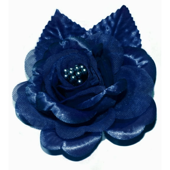 12 Silk Roses Wedding Favor Flower Corsage - Navy Blue