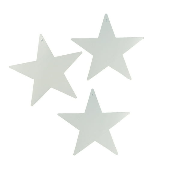 12" Silver Cardboard Star Decor 12Pc - Party Decor - 12 Pieces