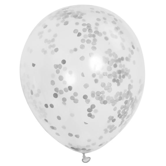 12" Silver Confetti Balloons, 6ct