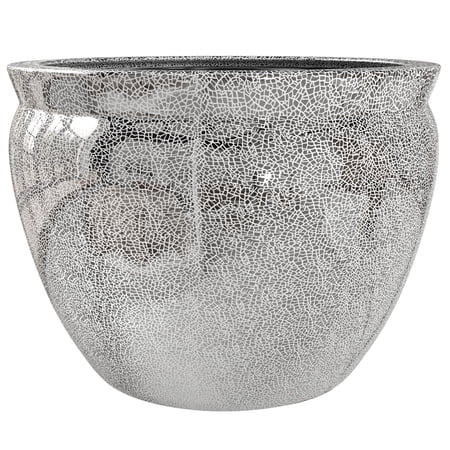 Red Lantern 12" Silver Crackle Porcelain Fishbowl Planter