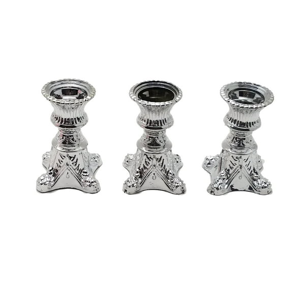 12 Silver Plastic pedestal Acrylic Candle Holders for Taper Candles