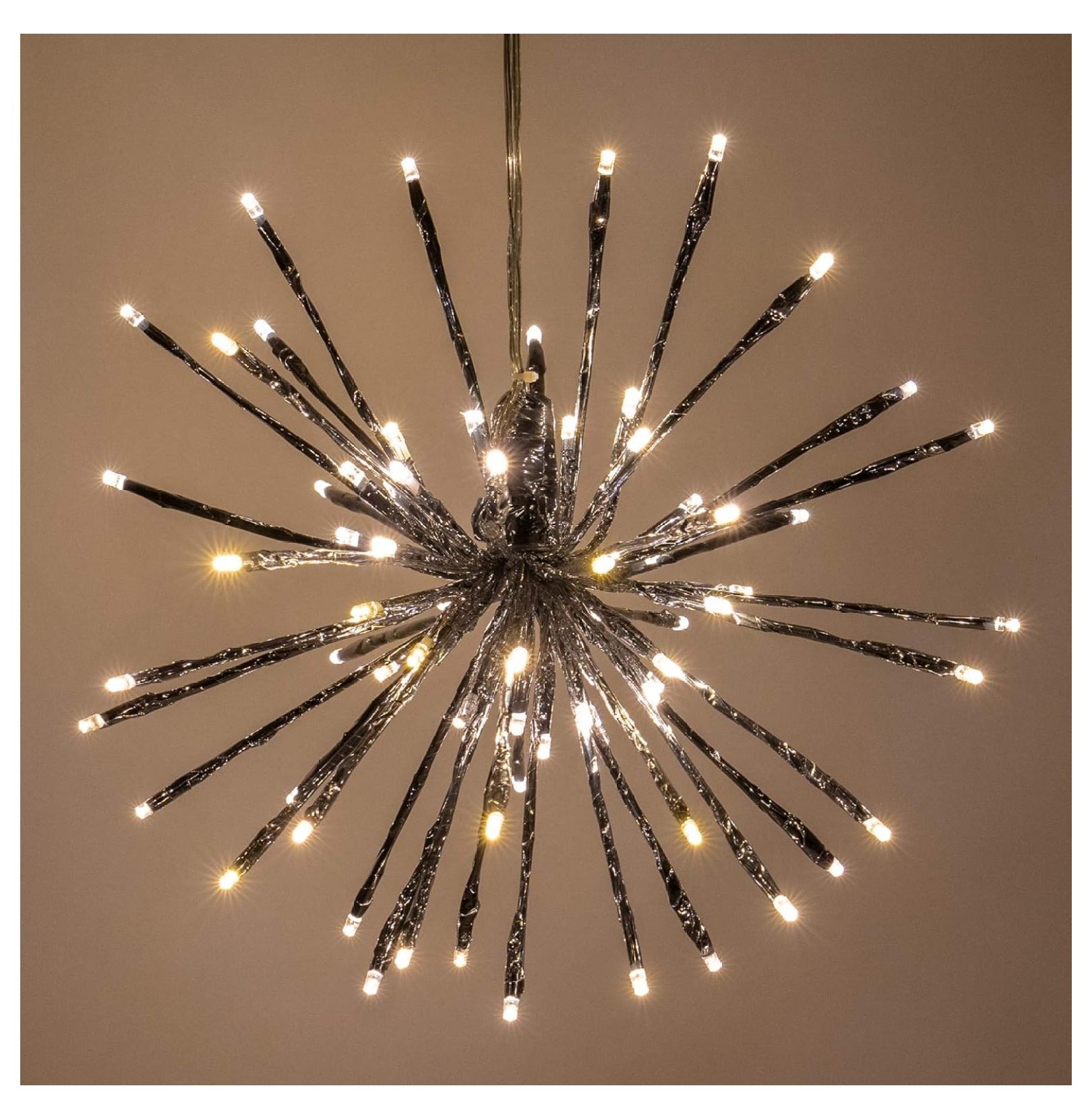 12" Silver Starburst Fairy Light Warm White LED Twinkle Lights Star