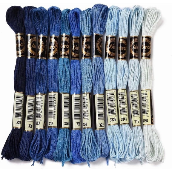 12 Skeins 105 Yards 6 Ply Variegated Embroidery Thread Friendship Bracelets String Blue Gradient Stitch Floss Yarn Thread Bulk for Jewelry Making Hand Sewing Knitting Stitching Crafts Blue