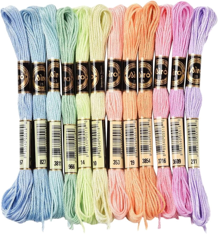 12 Skeins 105 Yards Embroidery Floss Stitch Threads 6 Ply Variegated ...