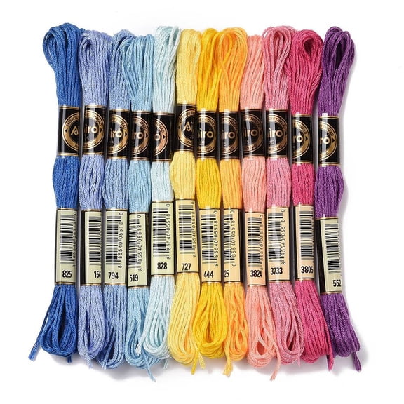 12 Skeins 105 Yards Variegated Embroidery Thread Floss Stitch Threads 6 Strands Colorful Friendship Bracelet String Threads
