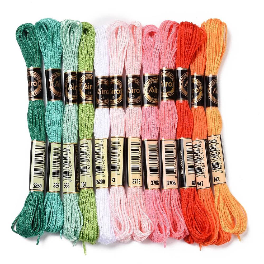 12 Skeins 12 Colors 6-Ply Polyester Embroidery Floss Stitch Threads ...