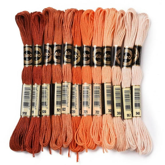 12 Skeins 12 Colors 6-Ply Polyester Embroidery Gradient Color Orange Floss Cross Stitch Threads 0.5mm about 8.75 Yards(8m)/Skein 12 skeins/set