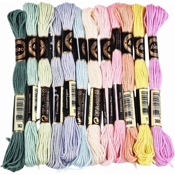 12 Skeins 6 Ply Colorful Embroidery Floss Variegated Candy Color Friendship Bracelet String Polyester Stitch Thread Yarn Threads Bulk for DIY Hand Sewing Crafts Bracelets Making Knitting