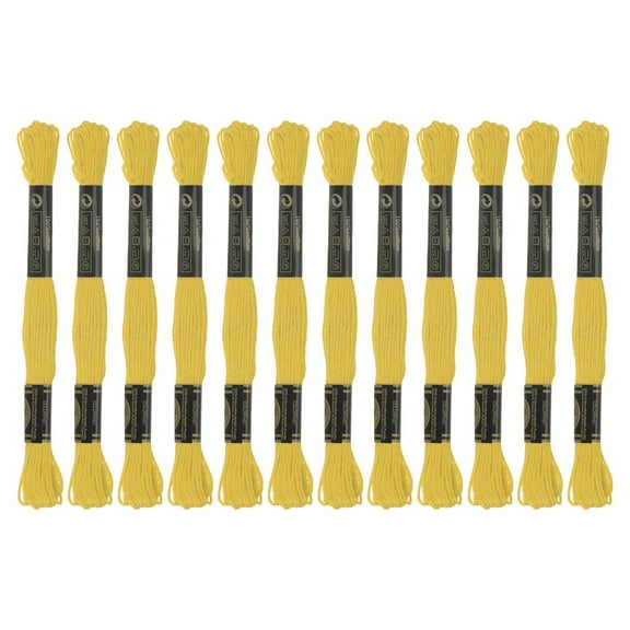 12 Skeins Embroidery Floss 8.75yds(8m) Egyptian Cotton Cross Stitch Thread, Bright Yellow(6018)