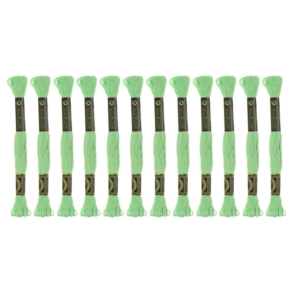 12 Skeins Embroidery Floss 8.75yds(8m) Egyptian Cotton Cross Stitch Thread, Pastel Green(6013)