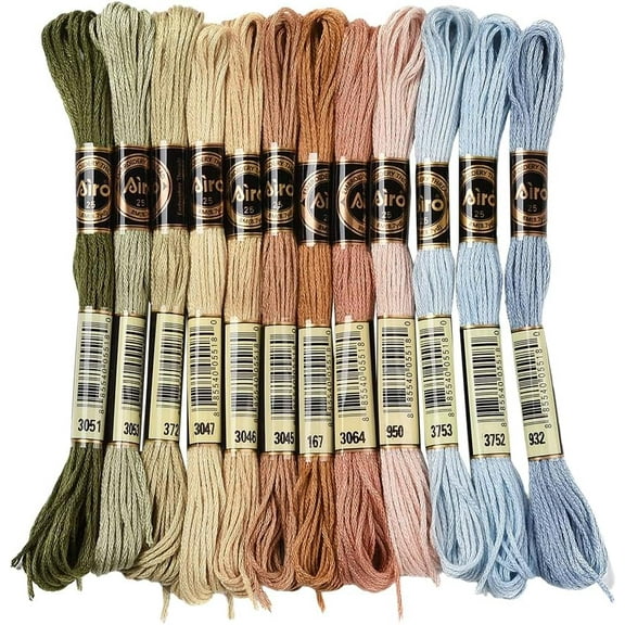 12 Skeins Embroidery Floss Thread Variegated Cross Stitch Floss for Jewelry Making Sewing Bracelets Knitting Stitching Craft 6 Ply Gradient Color Friendship Bracelet String Threads Bulk DIY