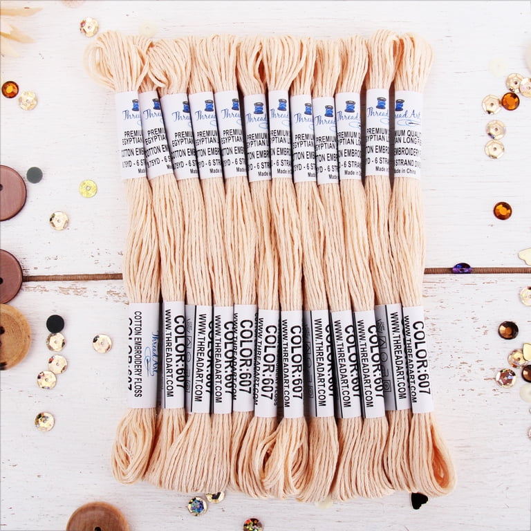 ThreadArt Premium Egyptian Cotton Embroidery Floss - Very Light Pink, 12 Skeins, 8.75yds Each