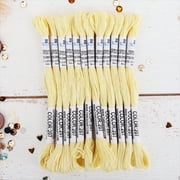 ThreadArt Premium Egyptian Cotton Embroidery Floss - 8.75 Yds - 6 Strand - 12 Skeins - Pale Yellow No.207