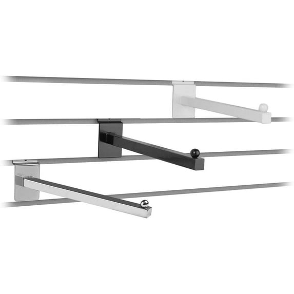 12" Slatwall Square Tube Straight Arm Faceout Hook, Black, 2 Pack