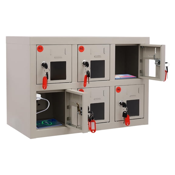 12 Slot Cell Phone Locker Charging Station, QC3.0 Fast Charging Cabinet with 3 in 1 Charging Cable, Cellphone Charging Storage Box with Combination Lock & Visible Window