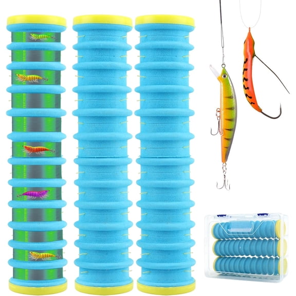 12-Slot Fishing Line Storage Holder | Spooler Winder & Hook/Leader Keeper with Rigging Spools - Organizes Snells, Rigs & Fishing Spools