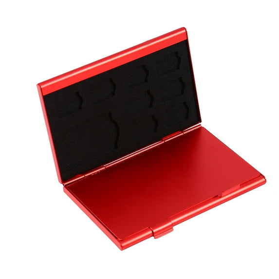 12 Slots Aluminium Storage Case Holder For Micro SD Memory Card & TF Card (Red)