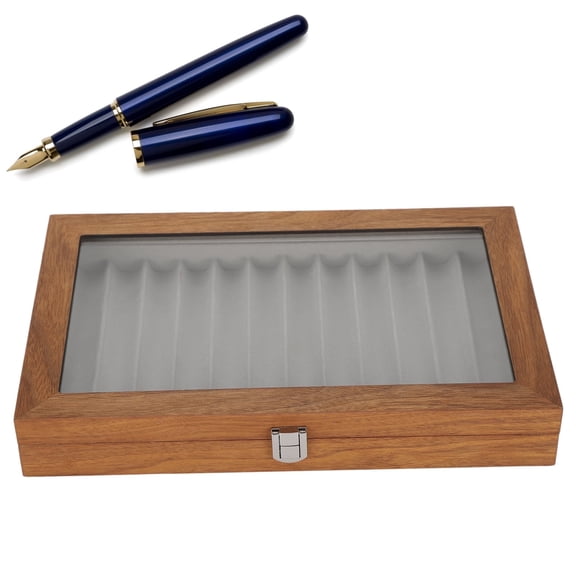 12 Slots Display Box Wood Pen Display Case Fountain Pen Storage Box Gifts,Pen Display Case Storage, Fountain Pen Collector Organizer Box